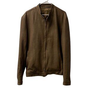 Salvatore Santoro Leather Jacket Mens US‎ L Brown Zip Front Italian Moto Style